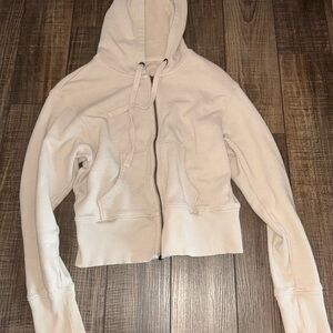 Aerie Cream Zip Up Hoodie